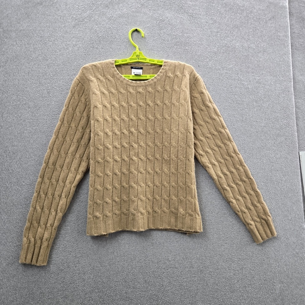 VINTAGE GAP Women Sweater XL Beige Lambswool Cable Knit Long Sleeve 90s